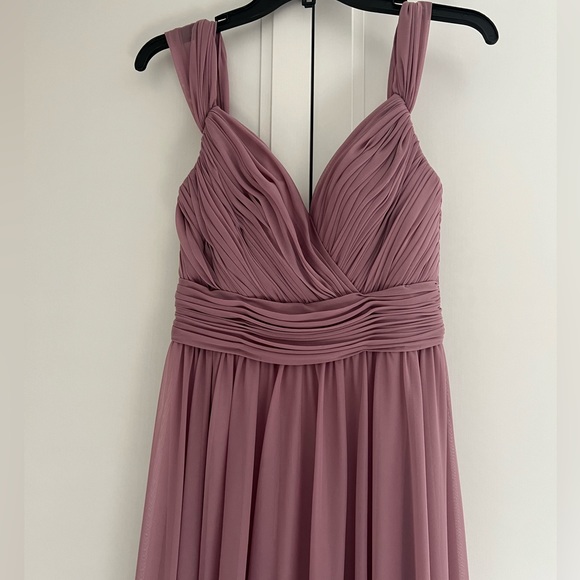 NWOT Kleinfeld Cold-Shoulder Chiffon Mauve Gown, Size 4 - Picture 8 of 11